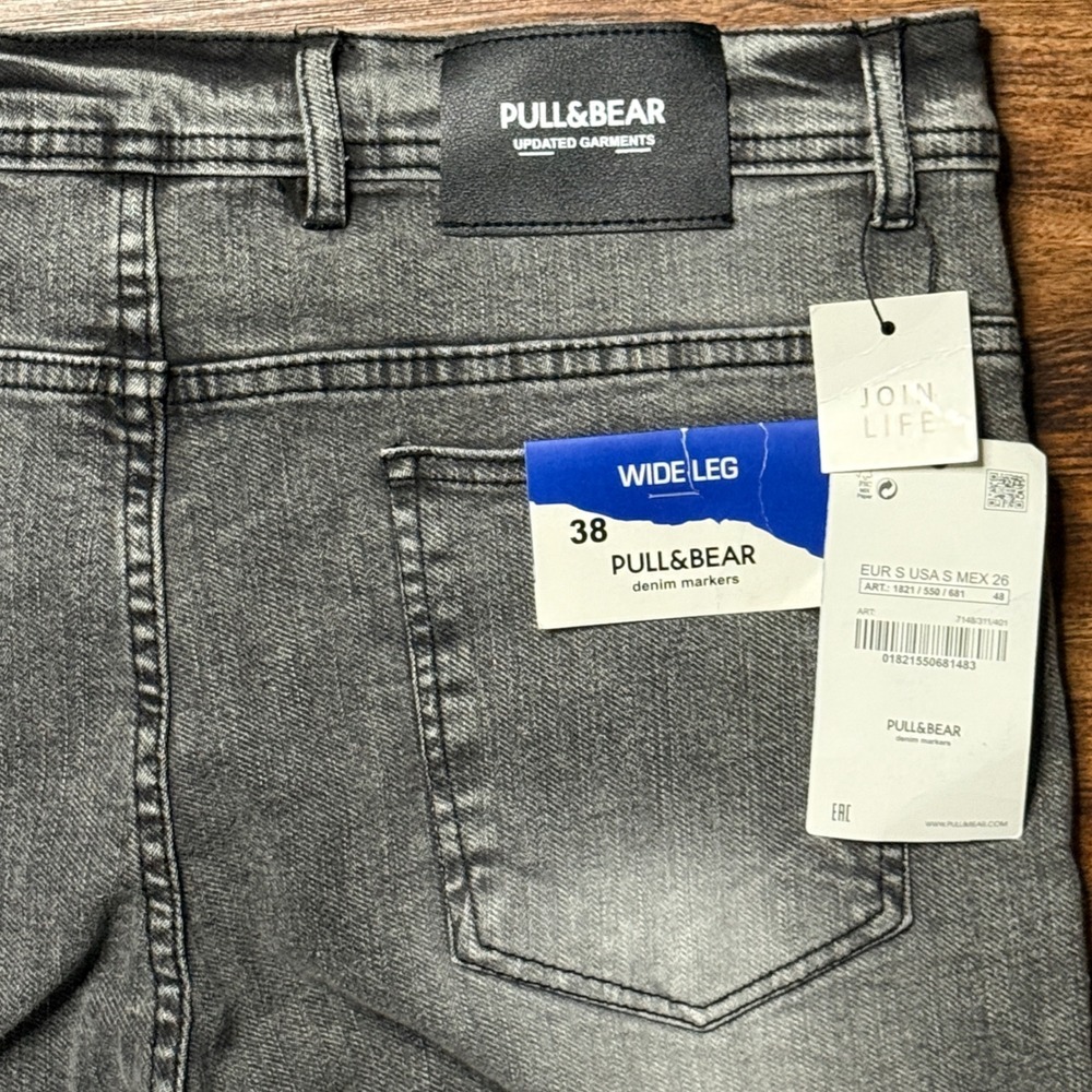 Pull&Bear Jeans Mens 38 Gray Wash Slim Tapered Stretch Denim NWT Streetwear